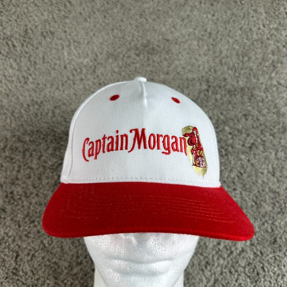Captain Morgan Hat Mens One Size White Red Snapback Polyester Cotton Cap